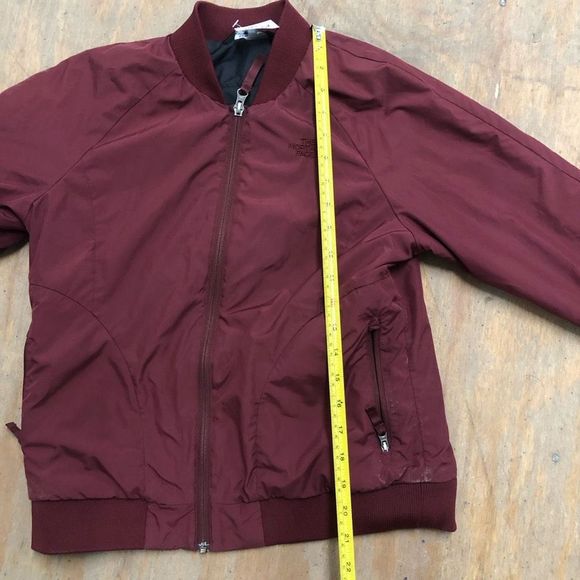 The North Face Maroon Bomber Jacket Full Zip Up Size Girl’s Size Large 14/16 - Picture 4 of 5